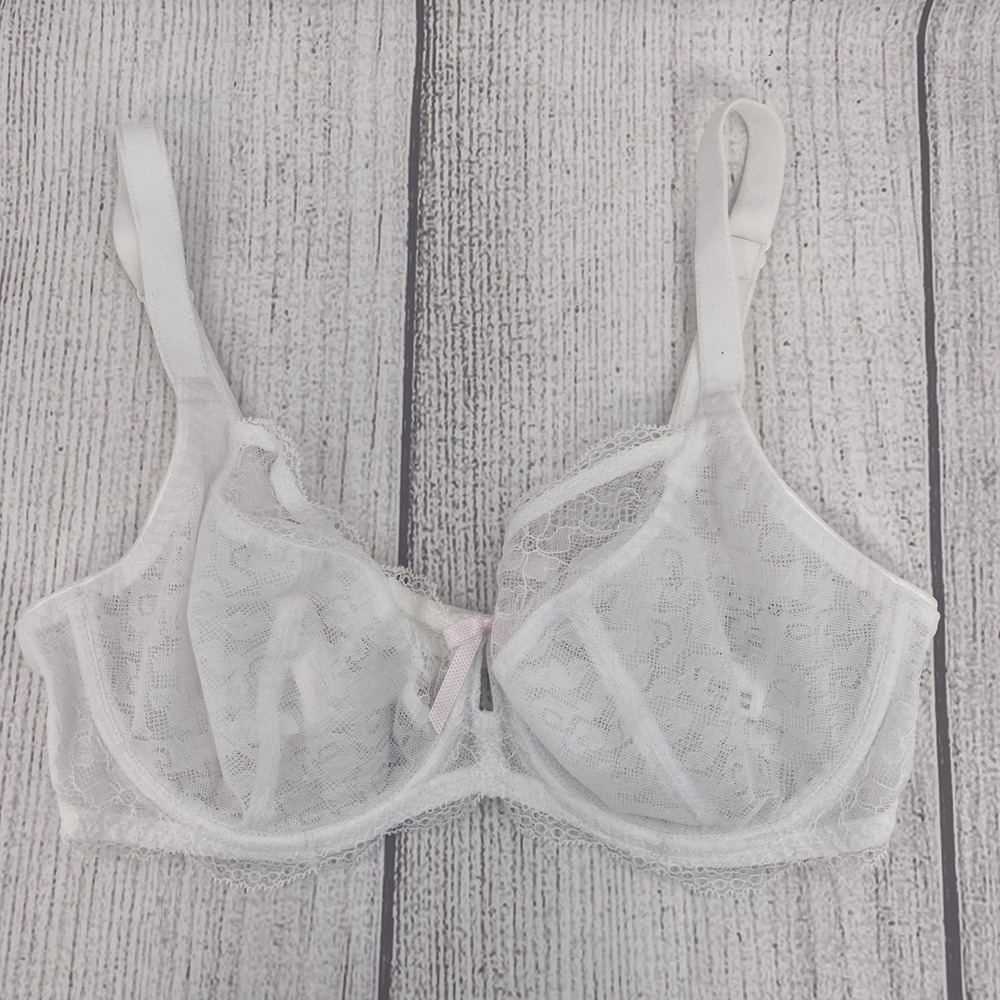 Freya Bra Womens 32DDD White Fancies Underwired Plunge AA1011WHE Lace Bow Sexy